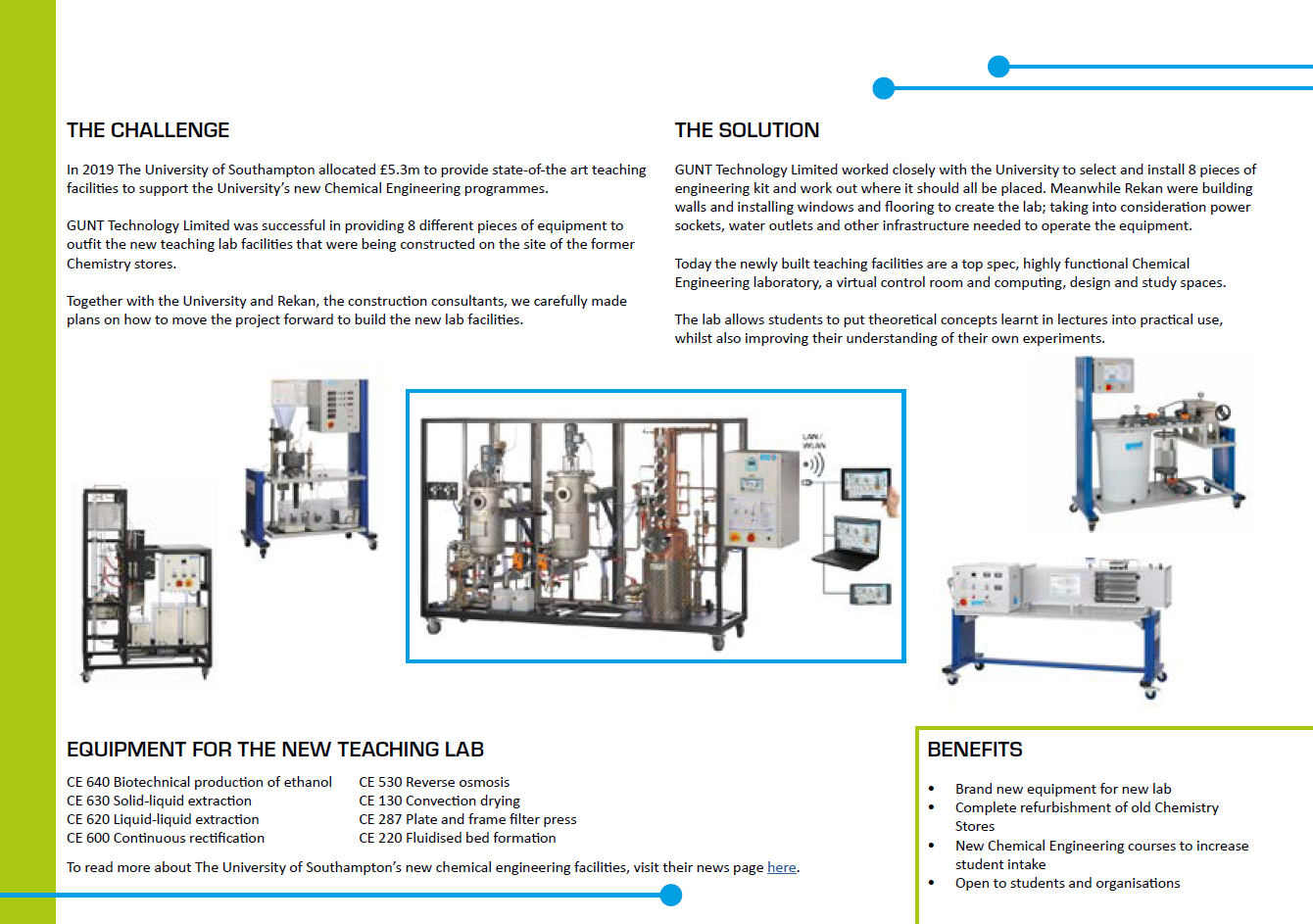 University of Southampton Chemical Engineering Labs – Gunt Technology